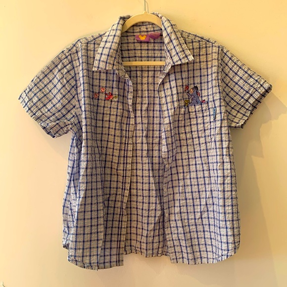 Disney Tops - Disney XL Blue Blouse Winnie the Pooh  Button Down T-Shirt